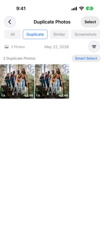 Duplicate Photos tab showing two copies of the same photo