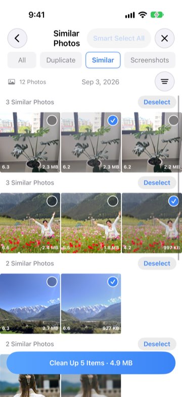 Smart Select choosing the extra shots in each similar group