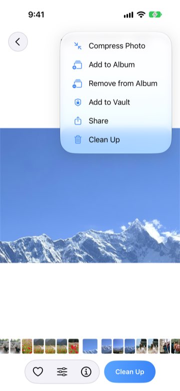Photo menu with the Add to Vault option