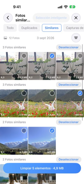 Selección inteligente eligiendo las fotos sobrantes de cada grupo