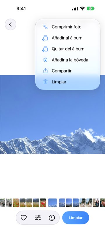 Menú de una foto con la opción Añadir a la bóveda